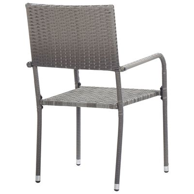 vidaXL Външни трапезни столове, 2 бр, полиратан, сиви