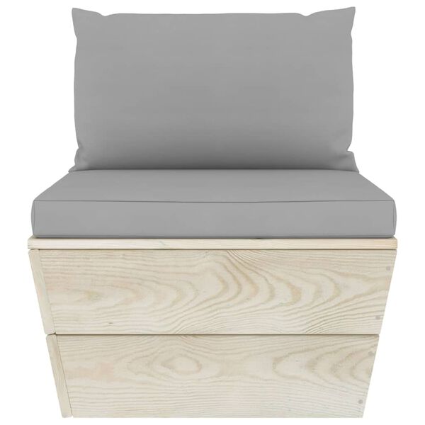 vidaXL Градински палетен среден диван с възглавници, импрегниран смърч