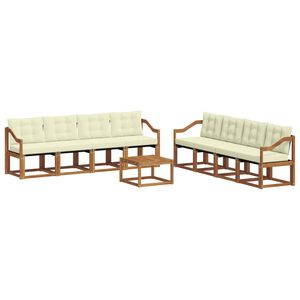 vidaXL Комплект дивани за открито 9 pcs Натурален и Крема