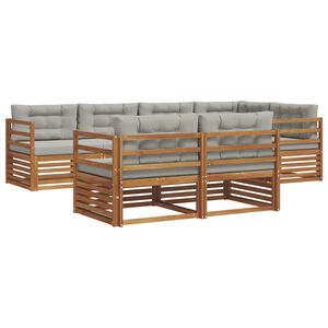 vidaXL Комплект дивани за открито 7 pcs Естествено и светло сиво