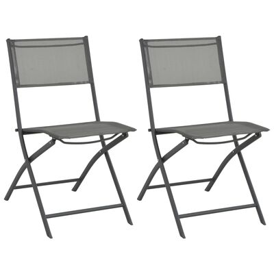 vidaXL Сгъваеми градински столове, 2 бр, стомана и Textilene
