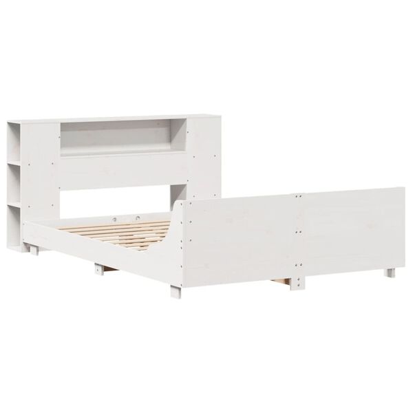 vidaXL Рамка за легло без матрак, бял, 150x200 см, бор масив