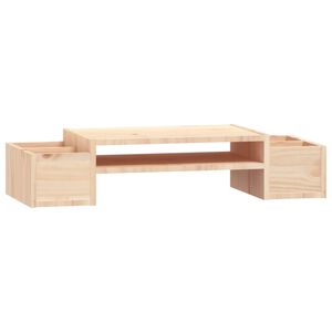 vidaXL Поставка за монитор, 70x27,5x15 см, бор масив