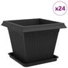 vidaXL Саксии за растения 24 pcs Черно 43 x 43 x 33,5 см Пластмаса