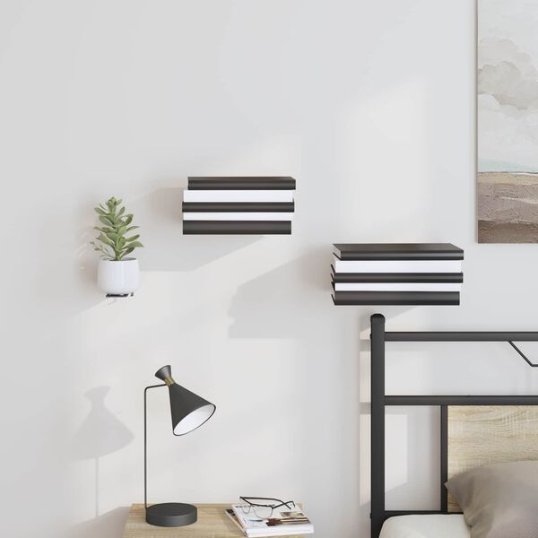 vidaXL Невидим плаващ рафт с рафт 4 pcs Черен 6 x 11 x 6,5 см