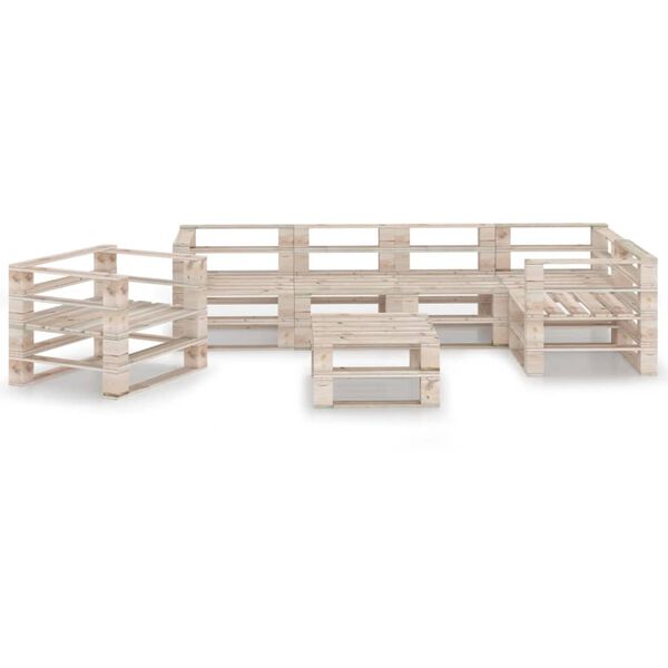 vidaXL Градински палетен лаундж комплект, 7 части, бор