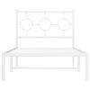 vidaXL Метална рамка за легло с горна табла, бяла, 90x200 см