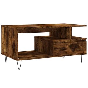 vidaXL Кафе маса, опушен дъб, 90x49x45 см, инженерно дърво