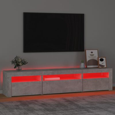 vidaXL ТВ шкаф с LED осветление, бетонно сив, 195x35x40 см