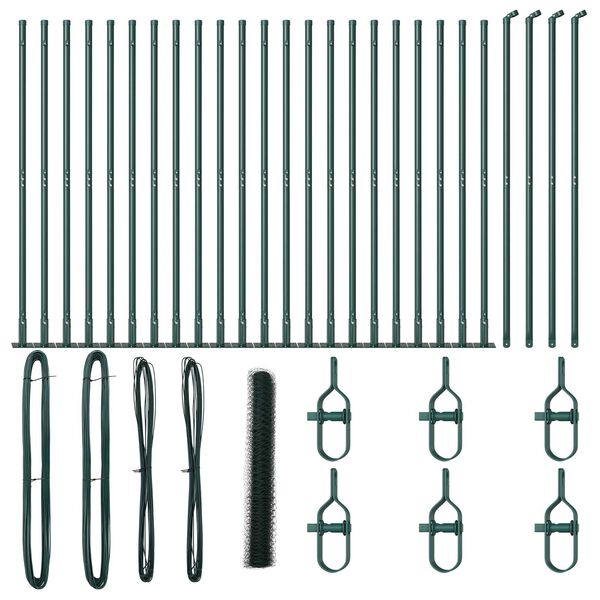 vidaXL Стълб за ограда. Зелен 50 x 1,2 м (50 мм мрежа) Стомана и PVC