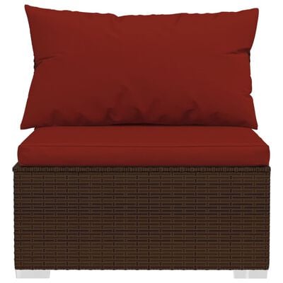 vidaXL 4-местен диван с възглавници, кафяв, полиратан
