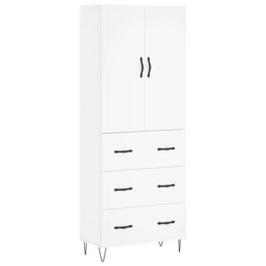 vidaXL Висок шкаф, бял, 69,5x34x180 см, инженерно дърво