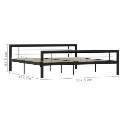 vidaXL Рамка за легло, черно и бяло, метал, 180x200 cм