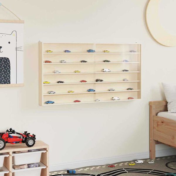 vidaXL Стена дисплей кутия с рафт Бежово 100 х 8,5 х 54 см Шперплат