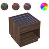 vidaXL Маса за кафе с Infinity LED, кафяв дъб, 50x50x50 см