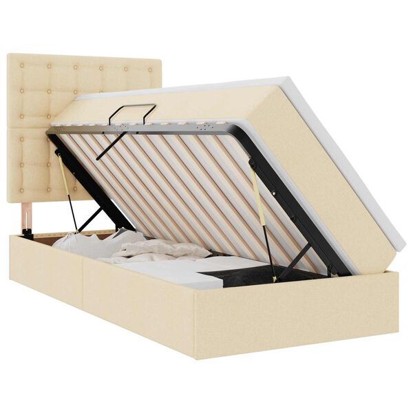 vidaXL Легло с място за съхранение и LED Кремав 100 x 200 cm Полиестер