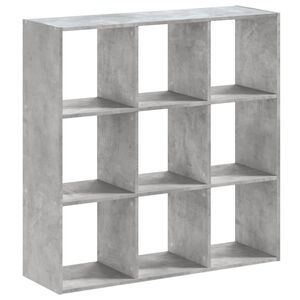 vidaXL Библиотека, бетонно сива, 102x32x102 см, инженерно дърво