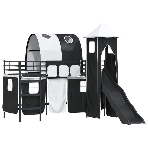 vidaXL Легло на двуетажно легло за деца Черно 74,5 x 190 см Метал