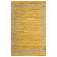 vidaXL Ръчно тъкан килим от юта, жълт, 160x230 см