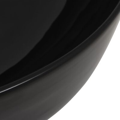 vidaXL Керамична мивка кръгла черна 41,5x13,5 см