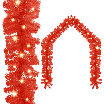 vidaXL Коледен гирлянд с LED лампички, 5 м, червен
