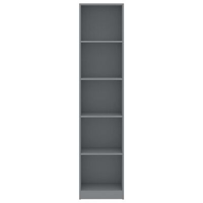 vidaXL 5-етажна библиотека, сива, 40x24x175 см, ПДЧ