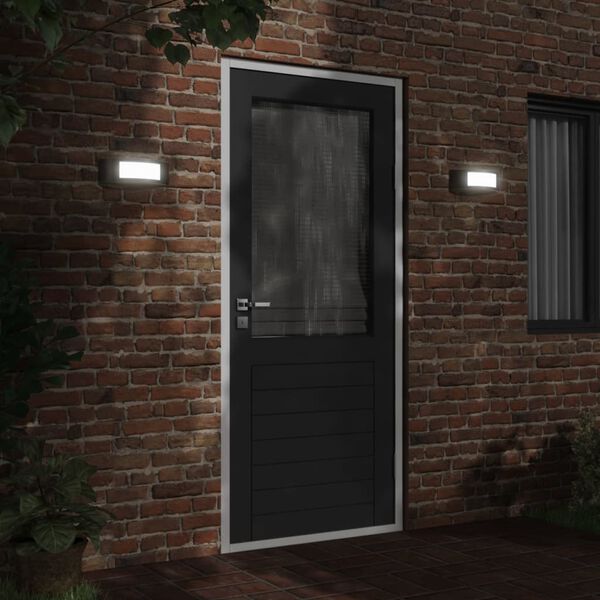 vidaXL Външни стенни осветителни тела 2 бр черни неръждаема стомана