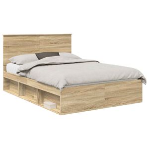 vidaXL Рамка за легло Сонома дъб 150 x 200 cm Солидно борово дърво