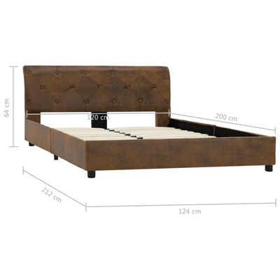 vidaXL Рамка за легло, кафява, изкуствен велур, 120x200 см