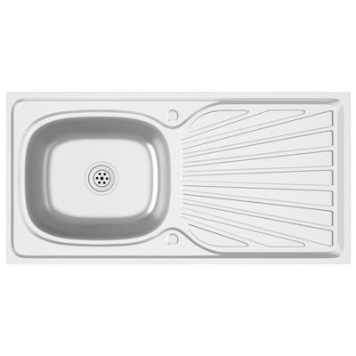 vidaXL Кухненска мивка с отцедник, сребриста, 1000x500x155 мм, инокс