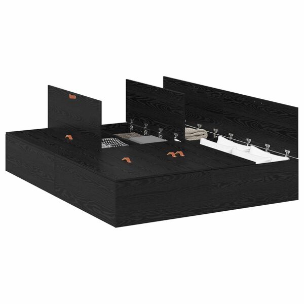 vidaXL Легло с място за съхранение Черния дъб 140 x 200 cm