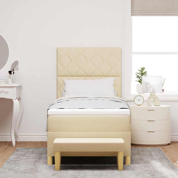 vidaXL Легло с пружинирана основа с матрак Крем 100 x 200 cm текстил