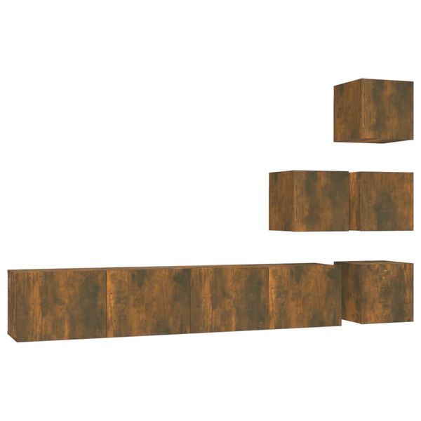 vidaXL ТВ шкафове за стенен монтаж, oпушен дъб, инженерно дърво