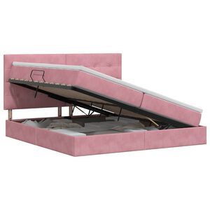 vidaXL Легло с място за съхранение и матрак Розово 200 x 200 cm Кадифе