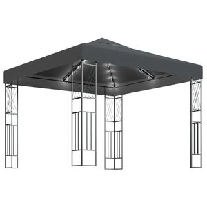 vidaXL Шатра с LED светещи стрингове, 3х3 м, антрацит, текстил