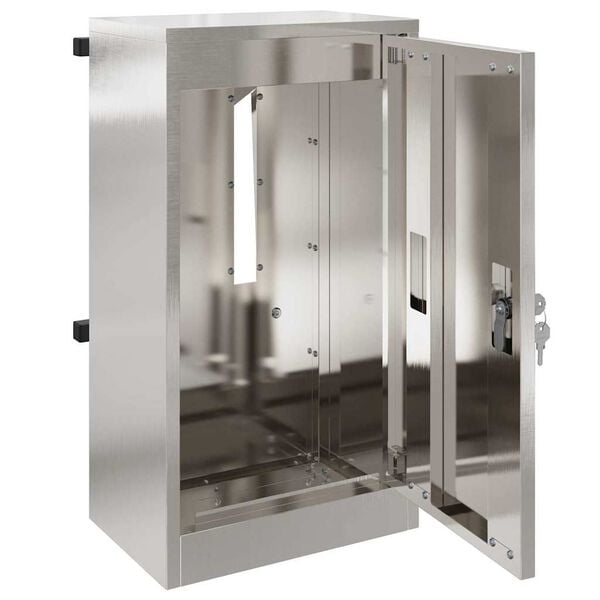 vidaXL Пощенска кутия с врата Черно 30 x 20 x 55 см Неръждаема стомана