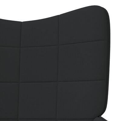vidaXL Релакс стол с табуретка, черен, текстил