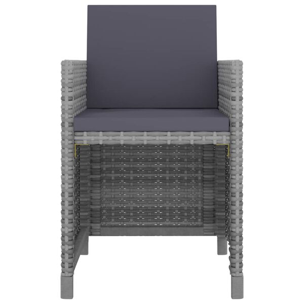 vidaXL Градински комплект с възглавници, 13 части, полиратан, антрацит