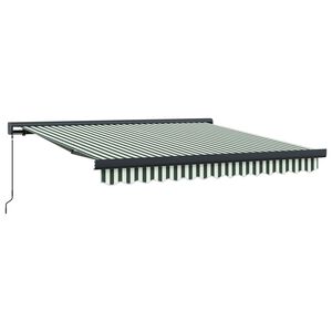 vidaXL Прибираща се тента Зелен и бял 300 x 250 cm Платно и алуминий