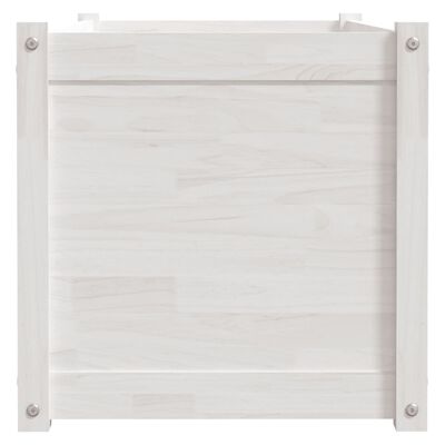 vidaXL Градински сандък, бял, 100x50x50 см, бор масив