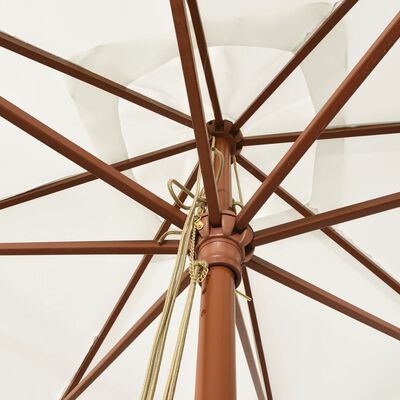 vidaXL Градински чадър с дървен прът, пясъчен цвят, 300x300x273 см