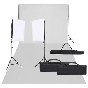 vidaXL Фотографски комплект за студио с комплект лампи и фон