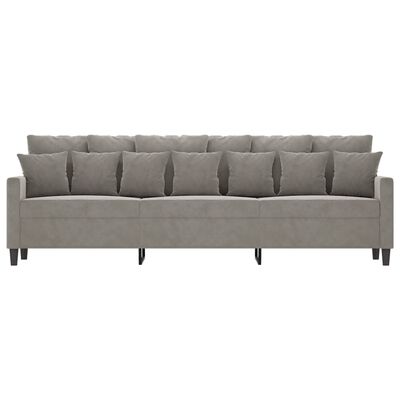 vidaXL 3-местен диван, светлосив, 210 см, кадифе