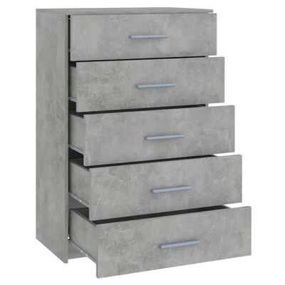 vidaXL Скрин, бетонно сив, 71x35x108 см, ПДЧ