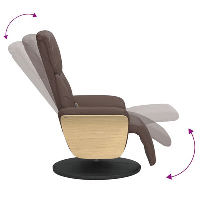 vidaXL Масажен реклайнер стол с опора за крака, кафяв, изкуствена кожа