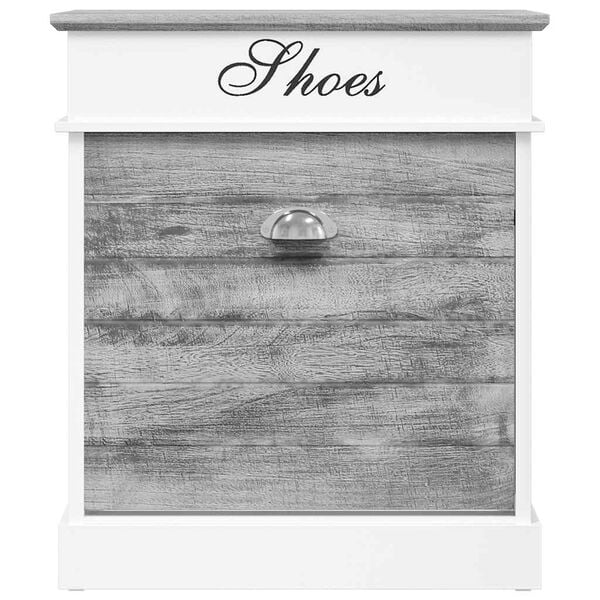 vidaXL Шкаф за обувки, сив, 50x28x58 см, дърво от пауловния