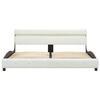 vidaXL Рамка за легло с LED, бяла, изкуствена кожа, 150x200 cм