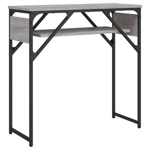 vidaXL Конзолна маса с рафт, сив сонома, 75x30x75 см, инженерно дърво