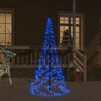 vidaXL Коледна елха на флагщок, синьо, 200 LED, 180 см