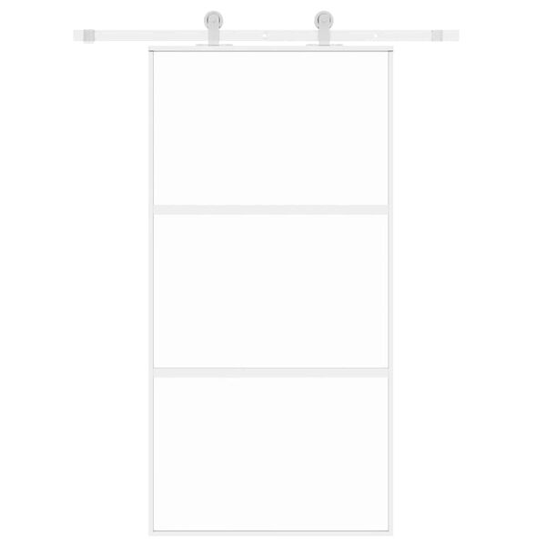 vidaXL Плъзгаща се врата бяла 102,5x205 см закалено стъкло и алуминий
